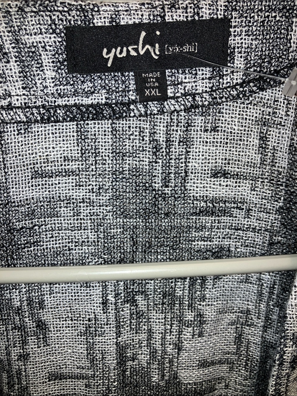 Yushi Black & White Open Front Knit Linen Cardigan XXL - Picture 2 of 4